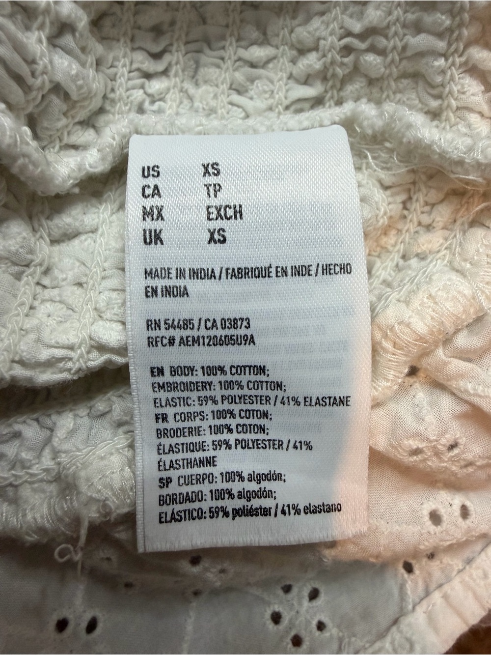 American Eagle White Smocked Off Shoulder Eyelet Ruffle Top XS - Picture 9 of 9